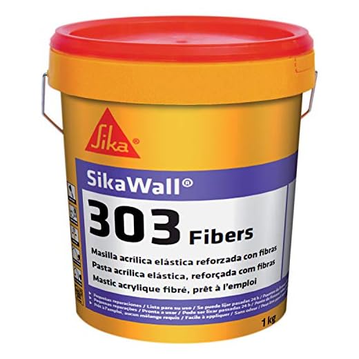Sikawall-303 Fibers, Masilla acrílica lista para usar fibra de vidrio, Blanco, 1kg