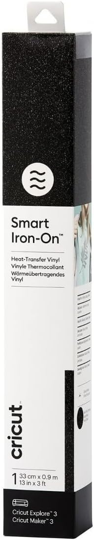 Smart Iron-On Heat-Transfer Vinyl | 1 Sheet | 33cm x 0.9m | Glitter Black