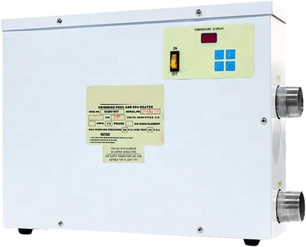 Elektryczna pompa ciepła do basenu przydomowego i spa, wysokowydajny podgrzewacz z cyfrowym sterownikiem, trwała konstrukcja ze stali ocynkowanej, szybka i energooszczędna praca,White-15KW