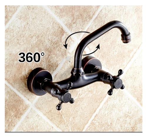 Robinet de lavabo mural en laiton antique au style rétro chic