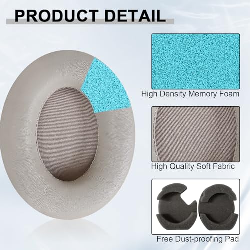 Almohadillas de repuesto para auriculares Sony WH-1000XM4, cojines para orejas, cubiertas para auriculares con cuero proteico suave (dorado) miniatura 5
