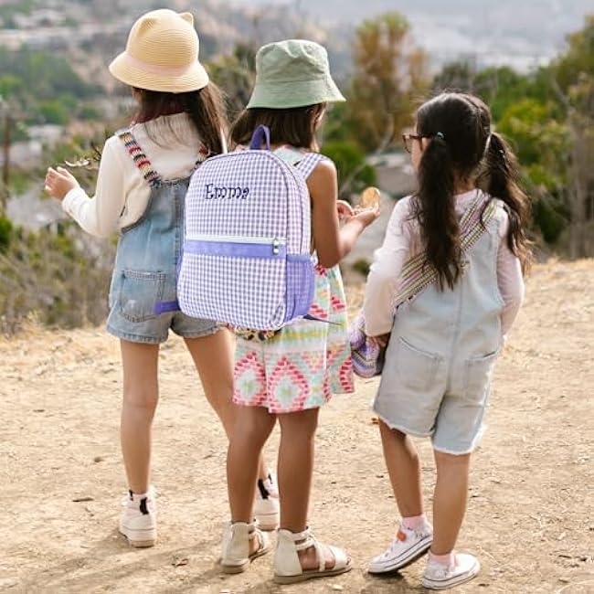 MT WORLD Daycare Backpacks with Lunch Boxes Set,Personalized Checkered Backpacks and Lunchboxes,Travel Daypack with Lunch Bag,Purple Checkered Daypack Lunchbags Set