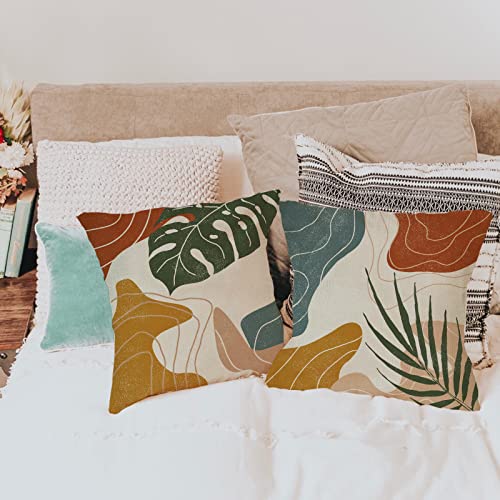 Softxpp Boho Abstract Line Modern Art Decorative Throw Pillow Cover 20X20 Set Of 4, Minimalist Aesthetic Woman Face Body Geometric Bohemian Cushion Case, Nature Botanical Plants Pillowcase Home Decors #TOP4