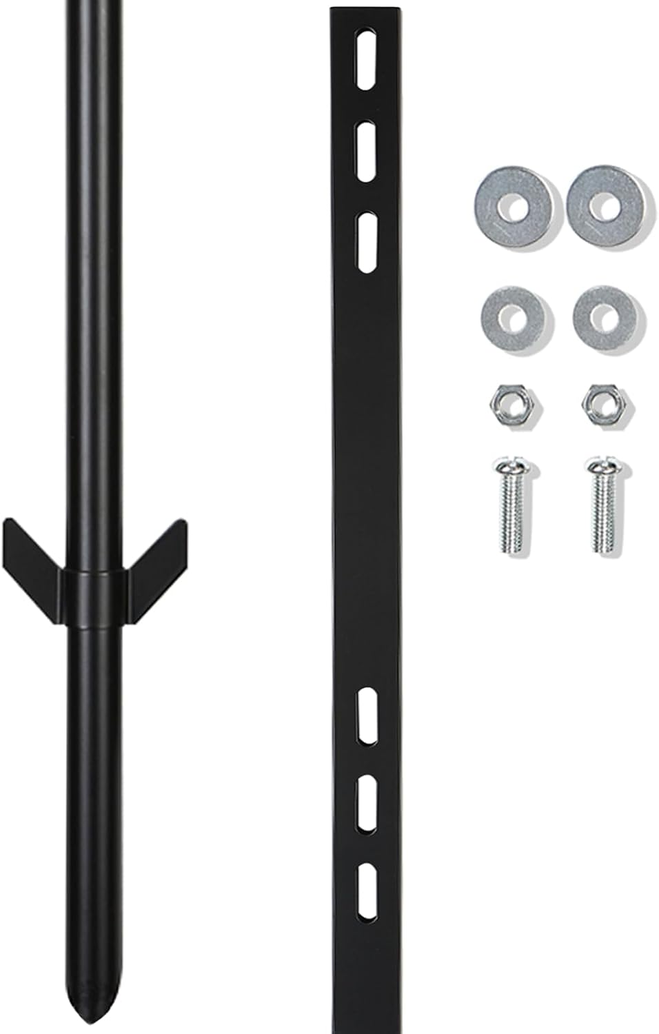 2 Pack Yard Sign Stake, 4' Aluminum Posts, Holder with Baked Enamel Coating, Lightweight & Abjustable Garden Pole with Holes for Different Size Signs, Easy Installation,Sturdy (Black)