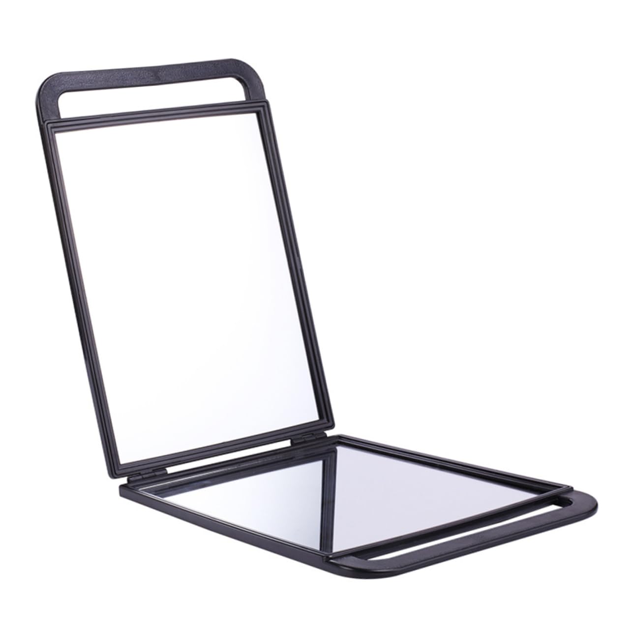 Specchio Trucco Rettangolare Doppio Lato Nero in Abs e Alluminio