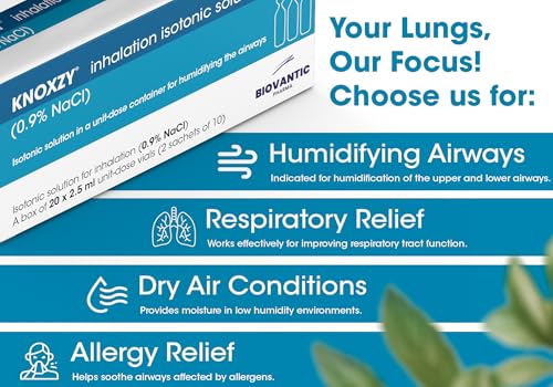 KNOXZY Sterile Isotonische Kochsalzlösung 0,9% - Inhalations-Kochsalzlösung - 20 x 2,5 ml Einheits-Dosierfläschchen