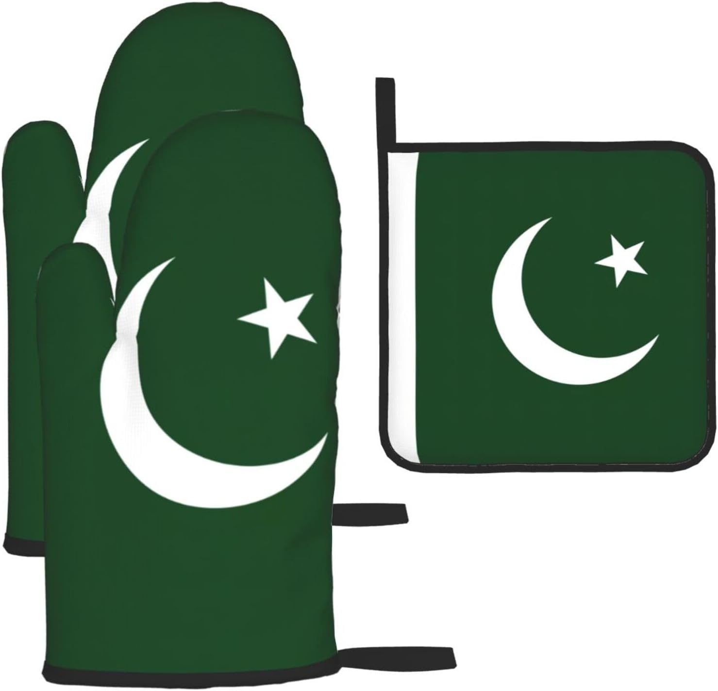 Flag of Pakistan Print Heat Resistant Microwave Gloves, Used for Baking, Cooking, and Fashion Kitchen Essentials