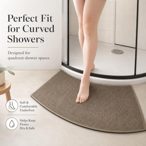 Tapis de douche courbé antidérapant tapis de bain arrondi quart de cercle noir BZ15 - 4