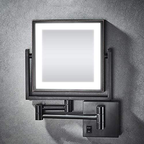 Miroir de rasage carré double face au design extensible noir mat - 8