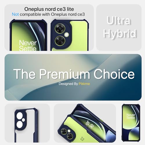 Image of Outlouders Back Cover for OnePlus Nord Ce 3 Lite 5G | Ultra Hybrid Transparent | Full Camera Protection | Raised Edge | Crystal Clear Bumper Case (Blue)