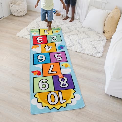 Melissa & Doug Hop and Count Hopscotch Game Rug (3 pcs, 78.5 x 26.5 inches) Classic Hopscotch Rug for Kids - image 7