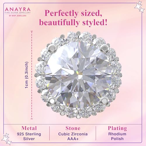 Image of 925 Sterling Silver Stud Earrings for Women | Cubic Zirconia Solitaire Ear Studs | Lightweight Hypoallergenic Anti-Tarnish Daily Wear Jewellery | Gift for Girls, Wife, Girlfriend, Mother, Sister | Birthday, Anniversary, Rakhi