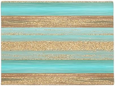 XiLuuTee Modern Rubber Home Mat Turquoise Stripes Pattern Doormat Living Room Rug Mat for Entrance Way Front Door Floor Mat 16 x 24