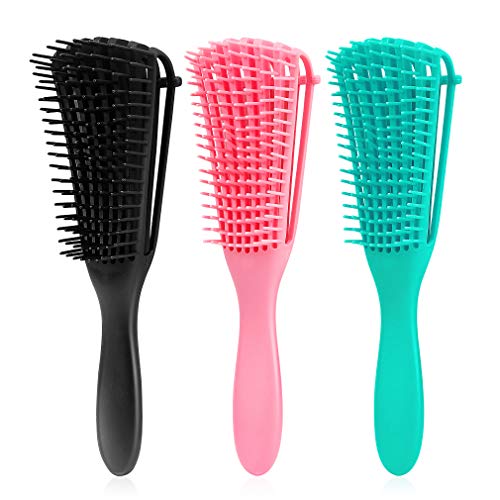 Wecoe 3 Pack Detangling Brush for Black Natural Hair Textured 3a to 4c Kinky Wavy Curly Coily Wet Dry Oil Thick Long Hair Detangler Brush Knots Detangler Hair Comb for Afro America African Hair