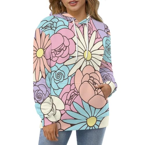 Sweat à capuche fleur colorée pull urbain pour vos sorties en ville - 2