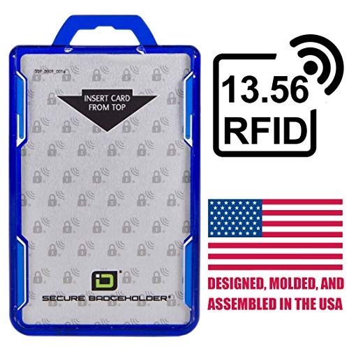 Id Stronghold - Rfid Blocking Secure Badge Holder - Duolite 2 Card Id Holder - Poly Carbonate - Heavy Duty Hard Plastic Id Badge Holder - Usa Molded And Assembled - Fips 201 Approved - Blue #TOP5