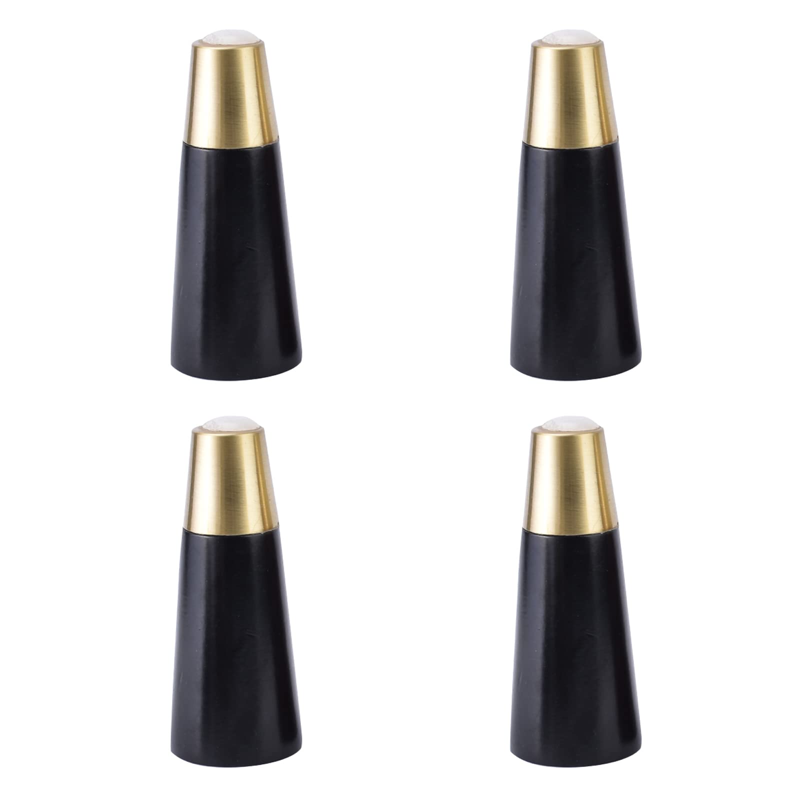 FCXURKOD Mid-Century Modern Wooden Furniture Legs Round Tapered Replacement Legs with Brass Base for Cabinets Coffee Tables Sofas Ottomans - Set of 4 Black 15cm/5.91in