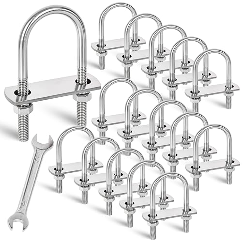 Image of 16 Sets M8 U-Bolts,u-Bolts 1.5 inch (40mm) Wide,U-Bolts with Nuts