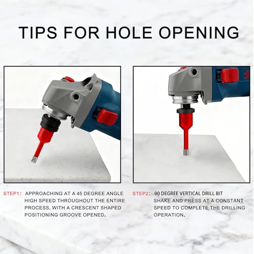 ONEGOTOOL 2pcs 1/4 Inch(6mm) Diamond Hole Saw Tile Masonry Core Drill bits for Porcelain Ceramic Concrete Granite Marble 5/8-11 Thread for Angle Grinders
