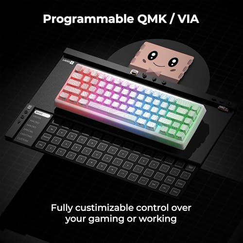 Image of HITIME x XVX M67 Wireless 60% Percent Keyboard, QMK /VIA Topographic Gaming Keyboard, Tri-Mode Thocky Creamy Mechanical Key Board, Hot Swappable Gasket Mount RGB IMD Tech for Win /Mac(JadeStone)