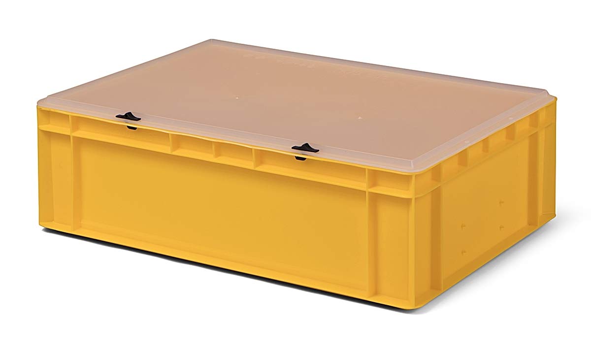 1a-TopStore 3 szt. skrzynka transportowa TK617-TD, żółta, z przezroczystą pokrywką, 600 x 400 x 186 mm (dł. x szer. x wys.), z polipropylenu, pojemność: 33 litry, nośność: 45 kg, nadaje się do