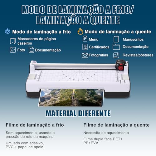 Ahbota Plastificadora 110v, Laminadora A4 A5 A6 A7 A8, 2 em 1, Branco