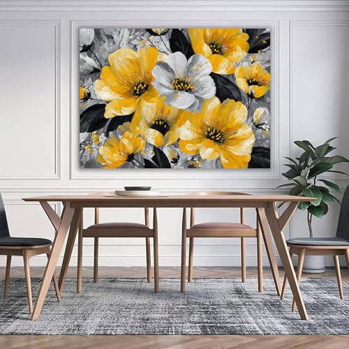 Decoration Murale Salon Chambre Poster Abstrait Jaune et Blanc 40x60 - 2