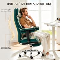 Efomao Bürostuhl, Stoffstuhl Ergonomisch mit Fußstütze, Komfortabler Polsterstuhl bis 200kg mit Lendenkissen & Nackenkissen, Höhenverstellbarer Schreibtischstuhl – Ansicht 7
