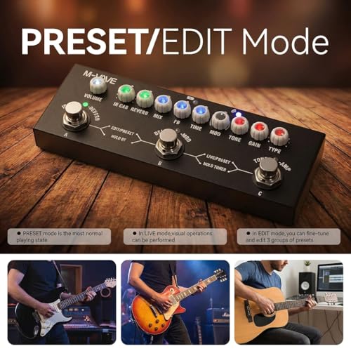 Multi Effects Guitar Pedal Portable Electric Guitar Processor with 9 AMP Models, 8 IR CabSims, Reverb, Delay, Distortion, Overdrive Rechargeable, Bluetooth 5.0, PC/Phone Recording