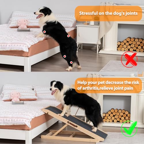 Dog Ramp for Bed, Pet Steps Stairs for Small and Large Dog Portable for Bed, Couch, Car, Height Adjustable, Anti-Slip Traction Mat, Support up to 210 lbs (Black, LENTH-55.1IN) - Image 3