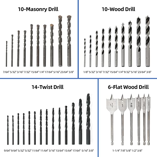 Drill Bit Set, 217Pcs Impact Drill Driver Bits For Wood,Metal, Masonry Hss Steel Screwdriver Bit With Storage Case #TOP5