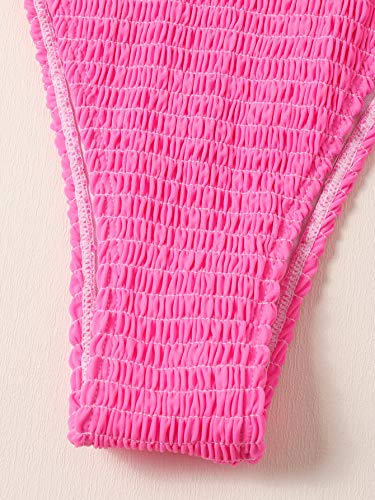 SweatyRocks Women's Halter Tie Side Triangle Bikini Set High Waist Fringe 2 Piece Swimsuit Bathing Suit4