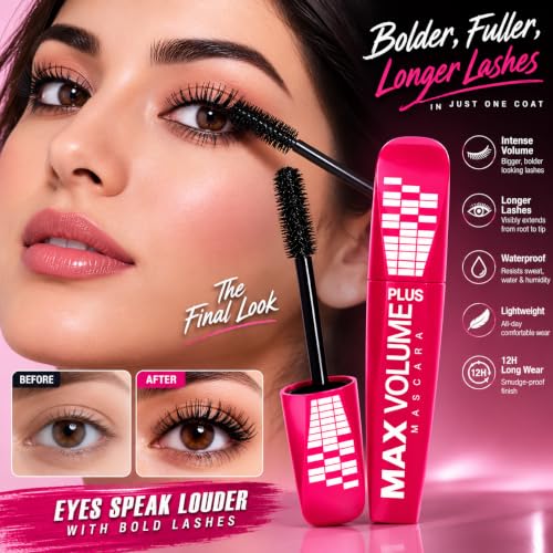 Image of Bridester Volume Waterproof Mascara for Women, Long Lasting Lengthening Black Eye Makeup