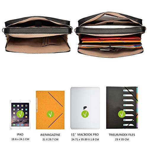 David Jones - Heren Business Aktetas Handtas - 13 inch Laptoptas PU Leer - Werktas Kantoortas Schooltas - Veel Zakken Briefcase Satchel - Schoudertas Messenger Crossbodytas - Zwart - Image 8