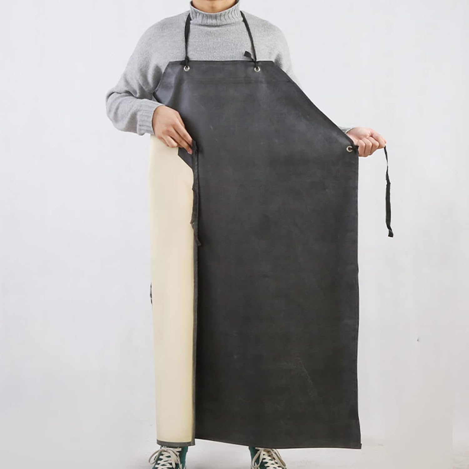 Tablier en Caoutchouc Résistant Aux Produits Chimiques Tabliers Résistants à L’Eau pour Hommes Tablier De Boucher Noir, Nero, 110x85cm