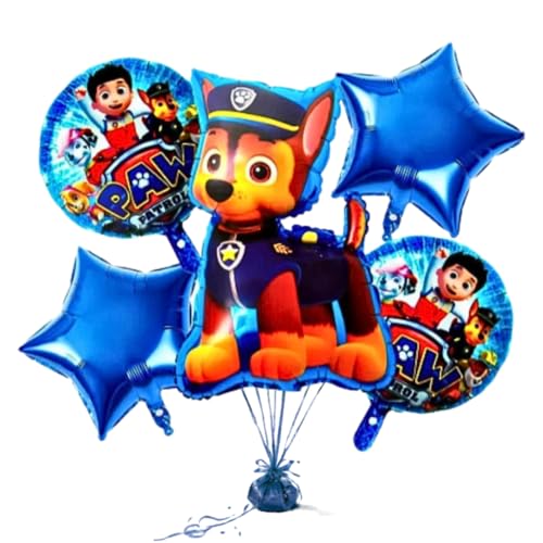 Image of Wanna Party Paw Patrol Foil Balloons for Birthday Decorations Items Set of 5 Pcs Paw Patrol Theme Birthday Decorations Kit, Dog Birthday Decoration Items, Boys Birthday Decoration Theme