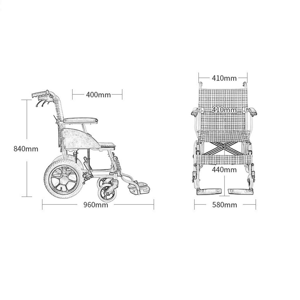 Sedia a rotelle,Ausili per la deambulazione del carrello per disabili per anziani manuali in lega di alluminio ultra-pieghevole