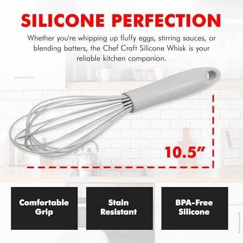 Image of Chef Craft Premium Silicone Wire Cooking Whisk, 10.5 inch, Gray