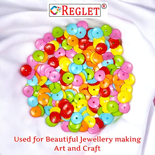 Image of 1350 Pcs DIY Sequin Beads for Jewellery Making Kit, Plastic Beads for Bracelet Making Kit, Beading, Beadwork, Crafting, Embroidery, Bead Craft, Pearls for Craft - Multicolour, 180g, 6mm