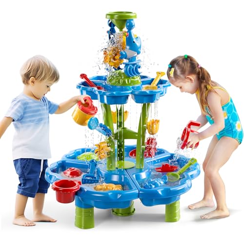 NIPLOOOW Water Table for Toddlers 3-5, Kids Sand Water Table, Water and Sand Activity Sensory Tables Summer Outdoor Toys Beach Toys for Outside Backyard for Kids Toddlers Age 3 4 5 6 7 8