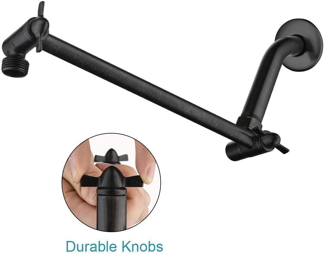 BRIGHT SHOWERS Rain Shower Head with Handheld Spray Includes Wall Mount Suction Bracket, 5 Inch Shower Hose Combo Matching 6 Inch Shower Arm and 10 Inch Shower Arm Extension, Oil-Rubbed Bronze