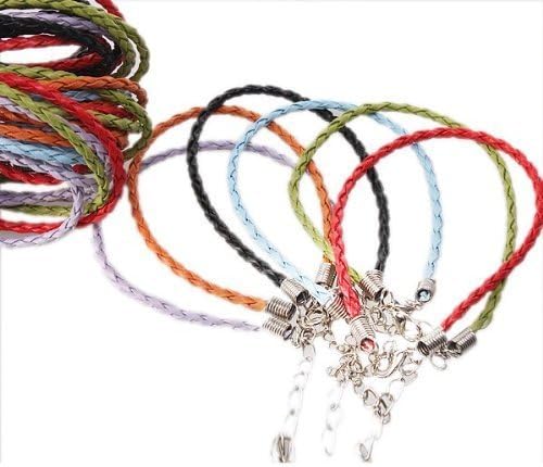 Mixed Charms Leather Plaited Bracelets Cords 36pcs