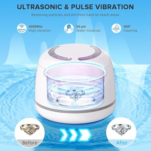 Image of Ultrasonic Retainer Cleaner, 180ML /45kHz Portable Ultrasonic Jewelry Cleaner, Quiet Operation Ultrasonic Cleaner Machine for All Dental Appliances