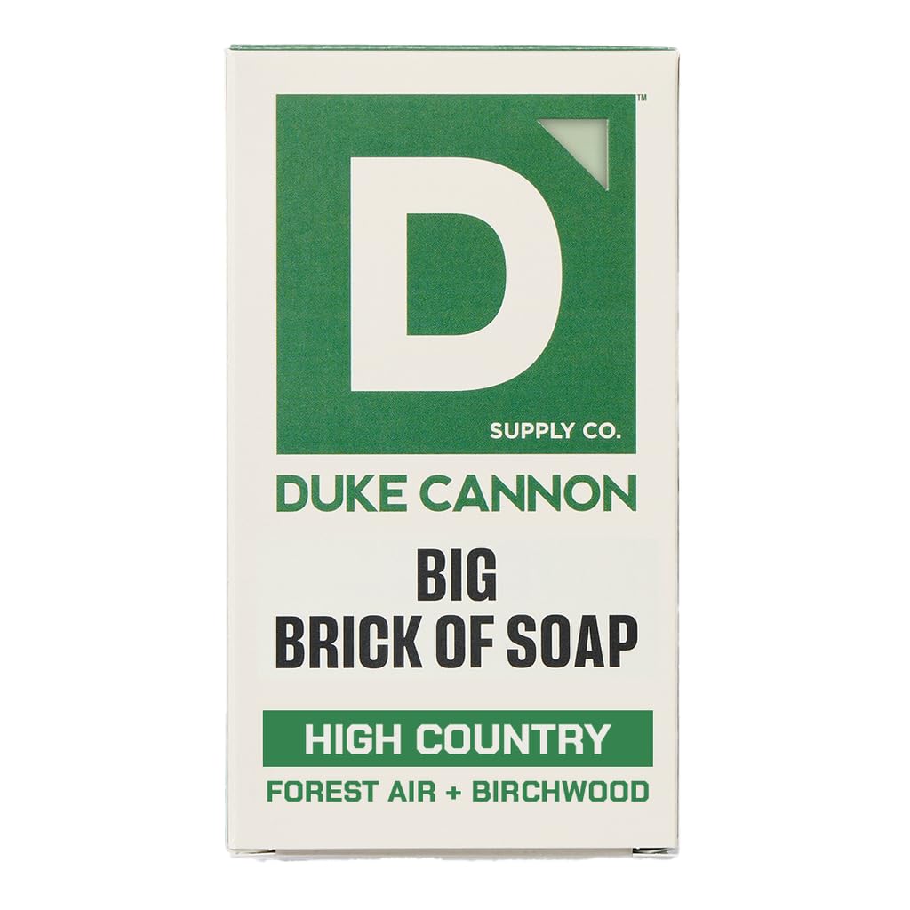 Duke Cannon High Country Big Brick Soap 10oz - Triple-Milled Men's Bar Soap, Forest Air + Birchwood Scent, All Skin Types