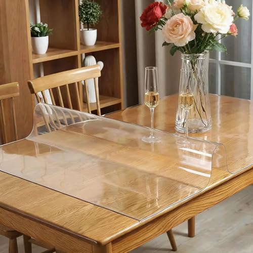Nappe de table lavable et résistante transparente avec angle droit