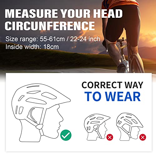 Bike Helmet, OnBros Cycle Helmet Men and Women, Scooter Skateboard MTB BMX Bike Helmet Lightweight, Mountain Bike Helmet with Visor, Bicycle Helmet 55-61cm - Image 4