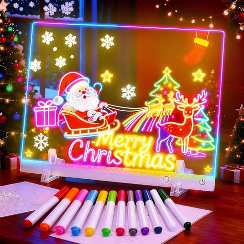 Led Drawing Board with 13 Light Effects 17 Rechargeable Glow Doodle LED Note Board with Colors Neon Light Up Drawing Tablet Gifts for Kids for Education Birthday Christmas Gift Ideas