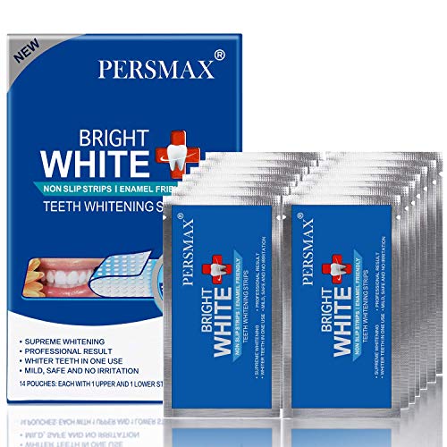 PERSMAX Teeth Whitening Strips – Professional Dentist Approved, Gum-Safe Formula, 28 Non-Slip Strips Kit, 14 Treatment, Pain-Free Express Whitening in 30 Min, Easy to Use for Bright Smile