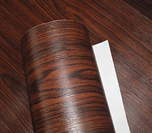 Image of Elton Cherry Brown Teak Wood Grain Textured Self Adhesive Almirah Skin - 48x72 Inch