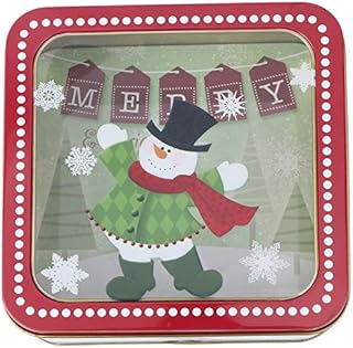 VALICLUD Christmas Tinplate Empty Tin Square Candy Cookie Gift Storage Container Box Santa Claus Christmas Biscuit Tins
